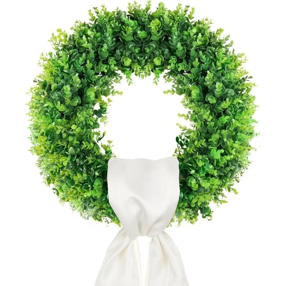 20'' Spring Dark Green Boxwood Wreaths Front Door Door Decor Artificial